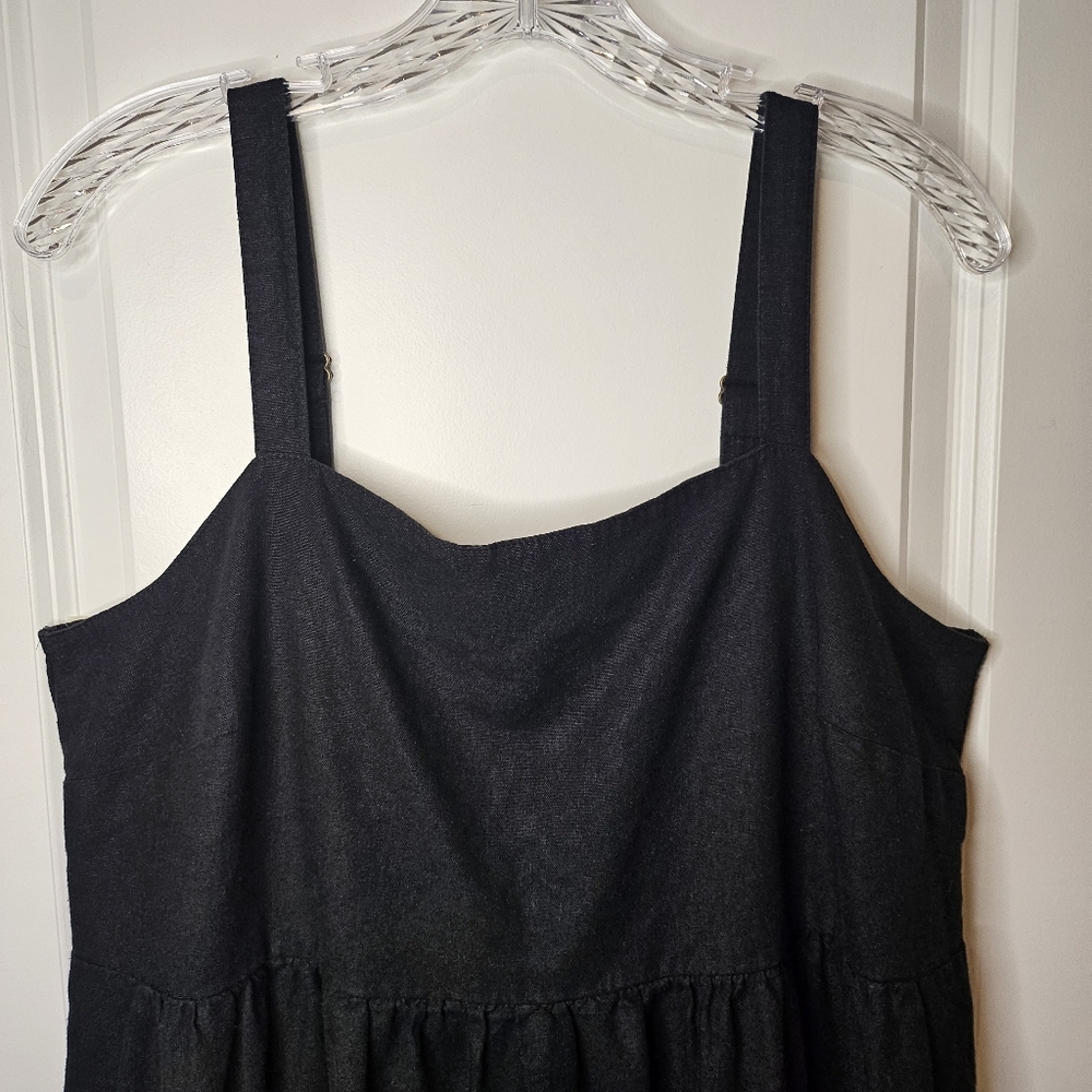 Sonoma Black Sleeveless Midi Sundress Casual Summer Dress Side Pockets Size L - Picture 2 of 11